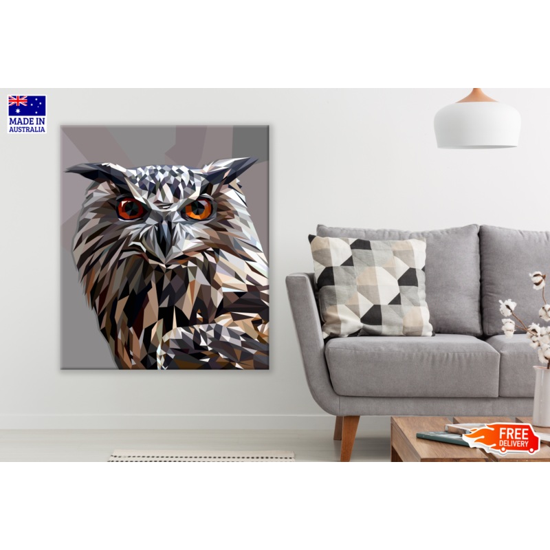 Abstract Owl Portrait Print 100% Australian Made