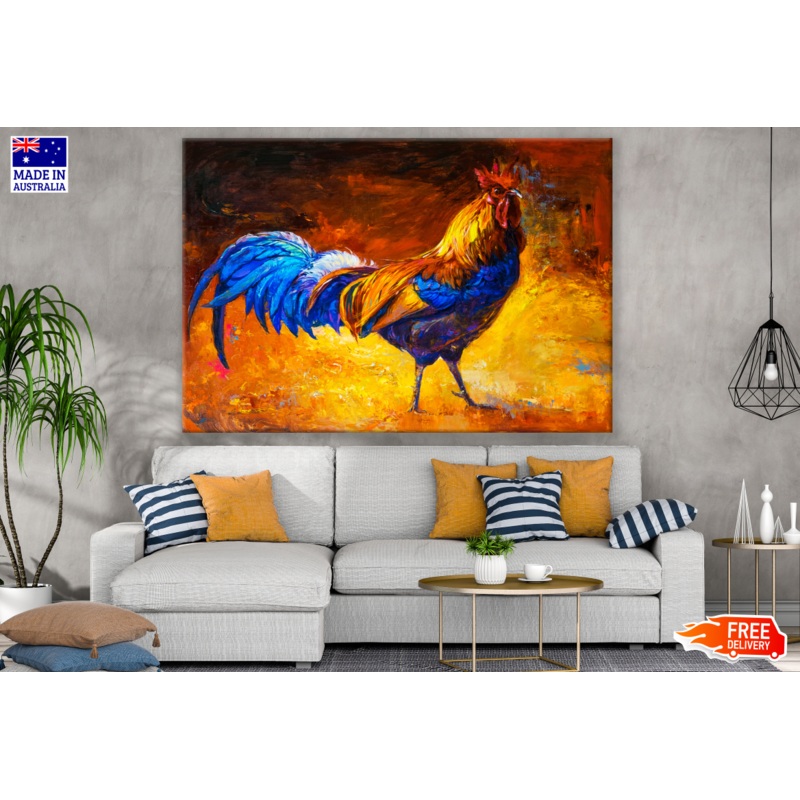 Abstract Rooster Cock Oil Painting Print 100% Australian Made