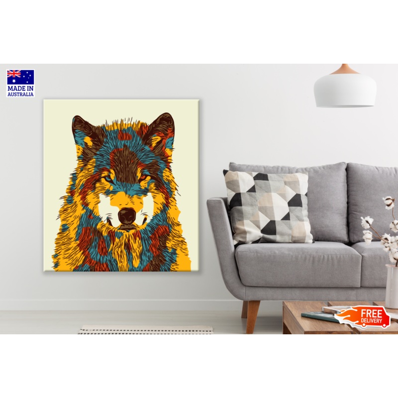 Abstract Wolf Face Portrait Painting Print 100% Australian Made