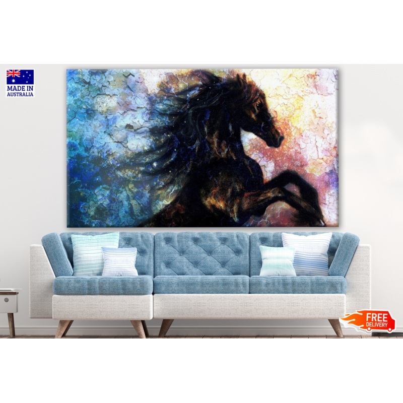 Black Horse Portrait Abstract Design Print 100% Australian Made