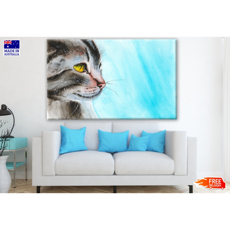 Cat Closeup Portrait Watercolour Painting Print 100% Australian Made