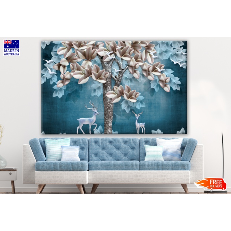 Tree & Deer 3D Design Print 100% Australian Made