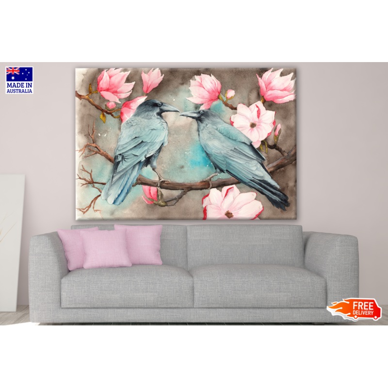 Two Ravens On The Magnolia Branch Painting Print 100% Australian Made