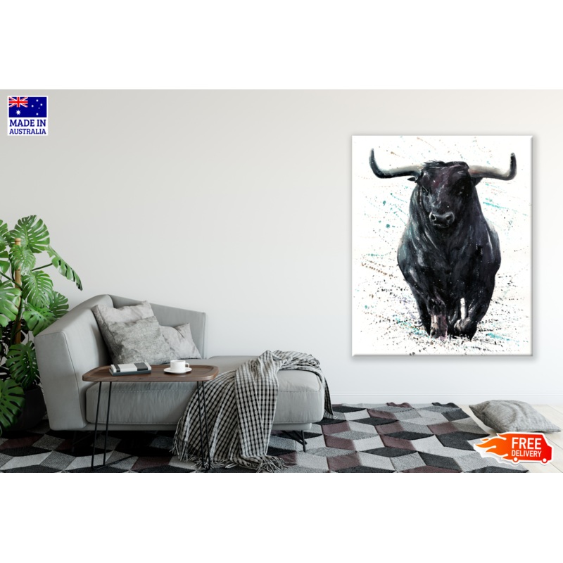 Walking Bull Watercolour Painting Print 100% Australian Made