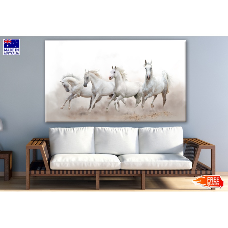 White Horses Running on Desert Print 100% Australian Made
