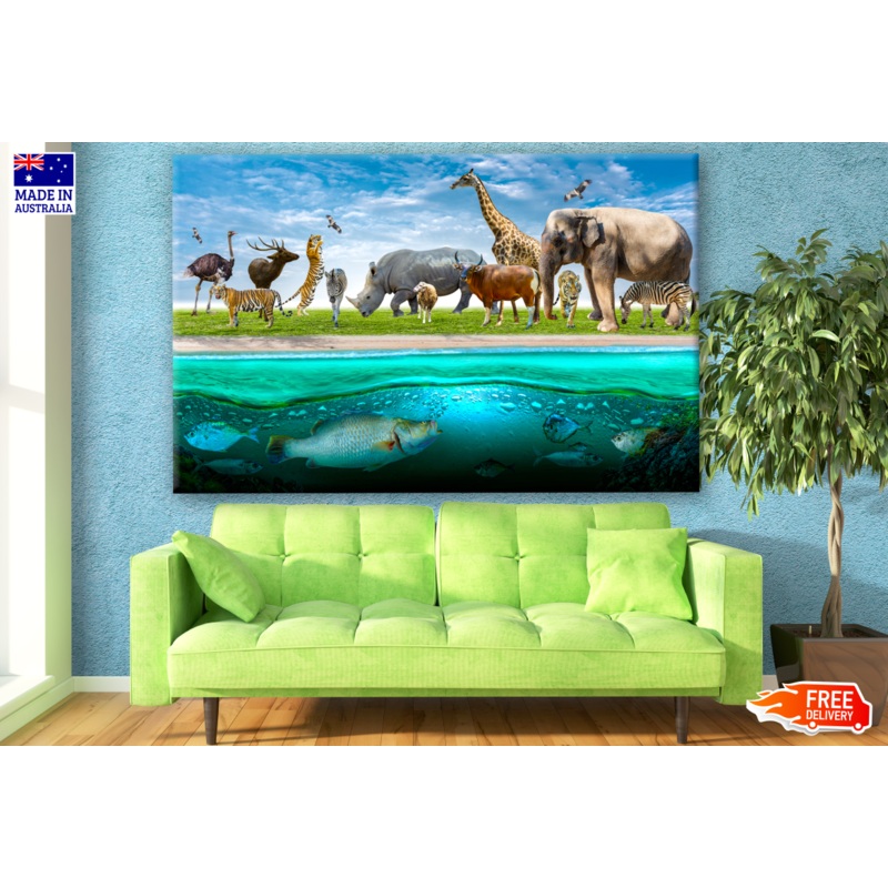 Wild Animals & Sea Animals Print 100% Australian Made