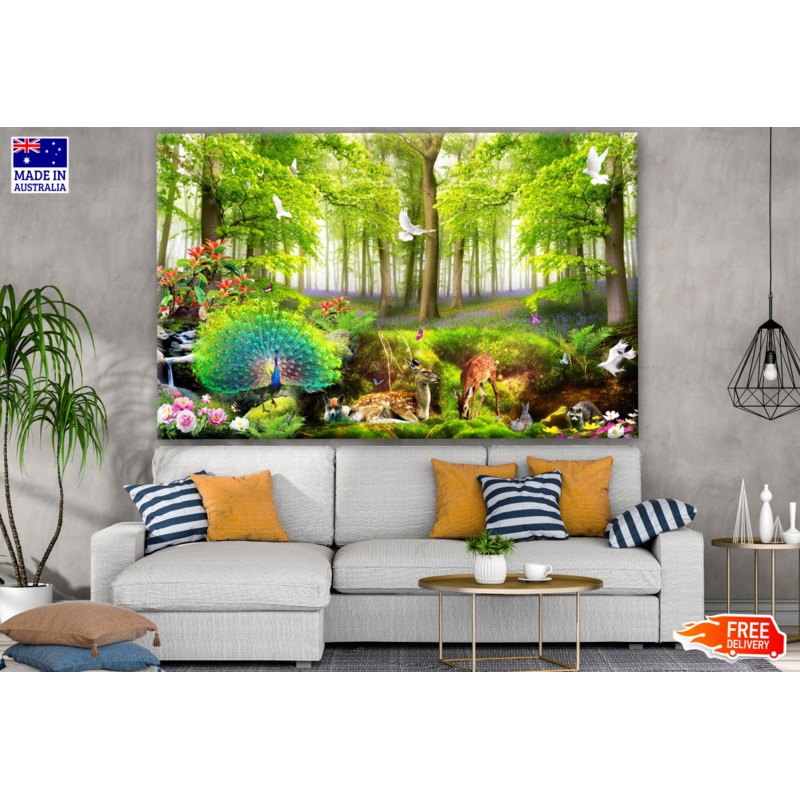 3D Nature Forest & Animals Print 100% Australian Made