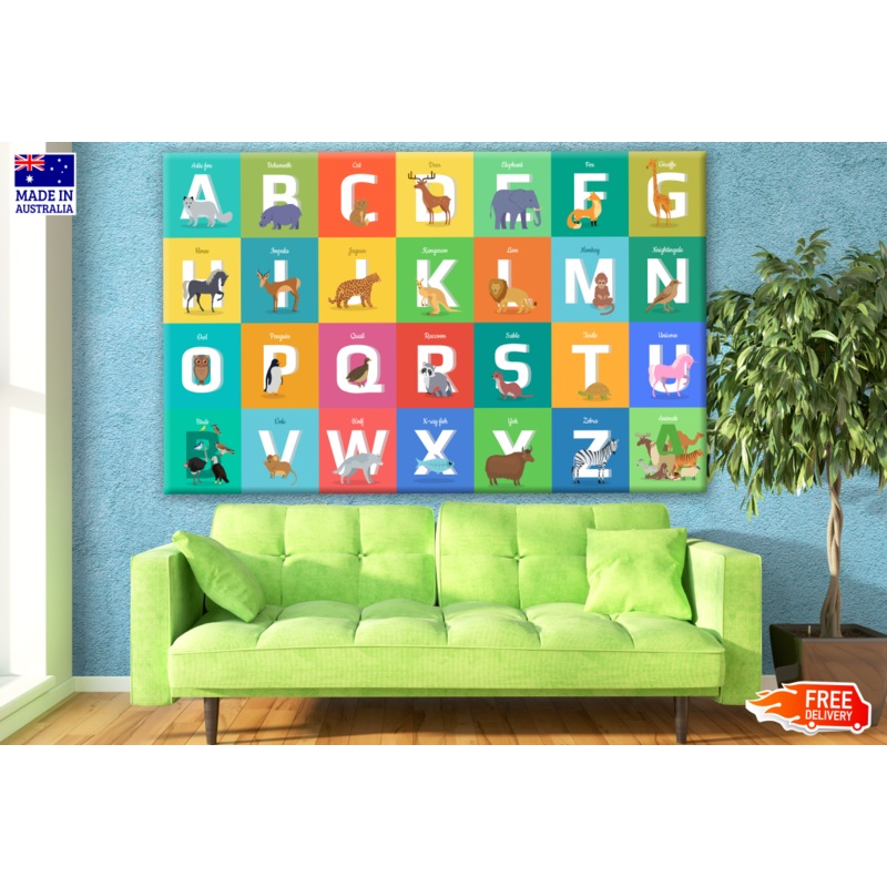 Alphabet with Animals Nursery & Kids Art Print 100% Australian Made