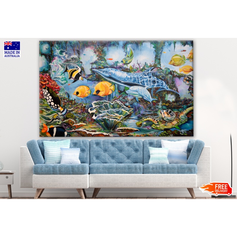 Beautiful Underwater Fish Life Painting Print 100% Australian Made