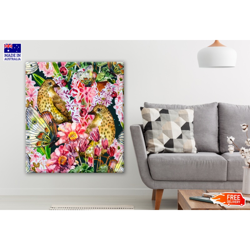Birds, Butterlies & Flowers Painting Print 100% Australian Made
