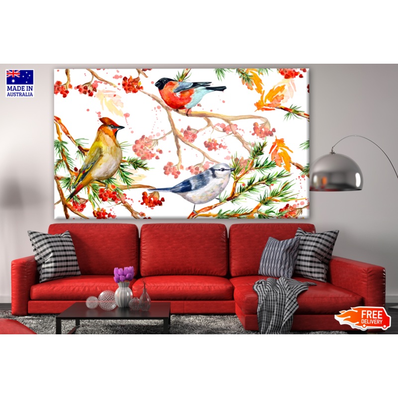 Birds & Flowers Watercolor Painting Print 100% Australian Made
