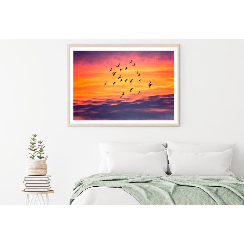Birds Flying into Sunset Sky Home Decor Premium Quality Poster Print Choose Your Sizes