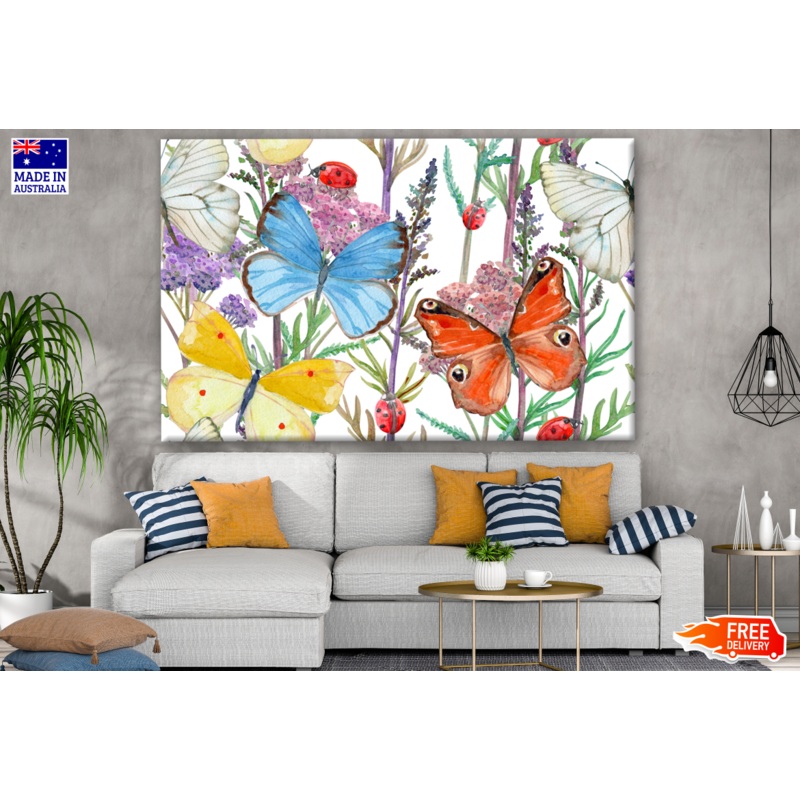 Buterflies & Ladybird Beetle Insects Painting  Print 100% Australian Made