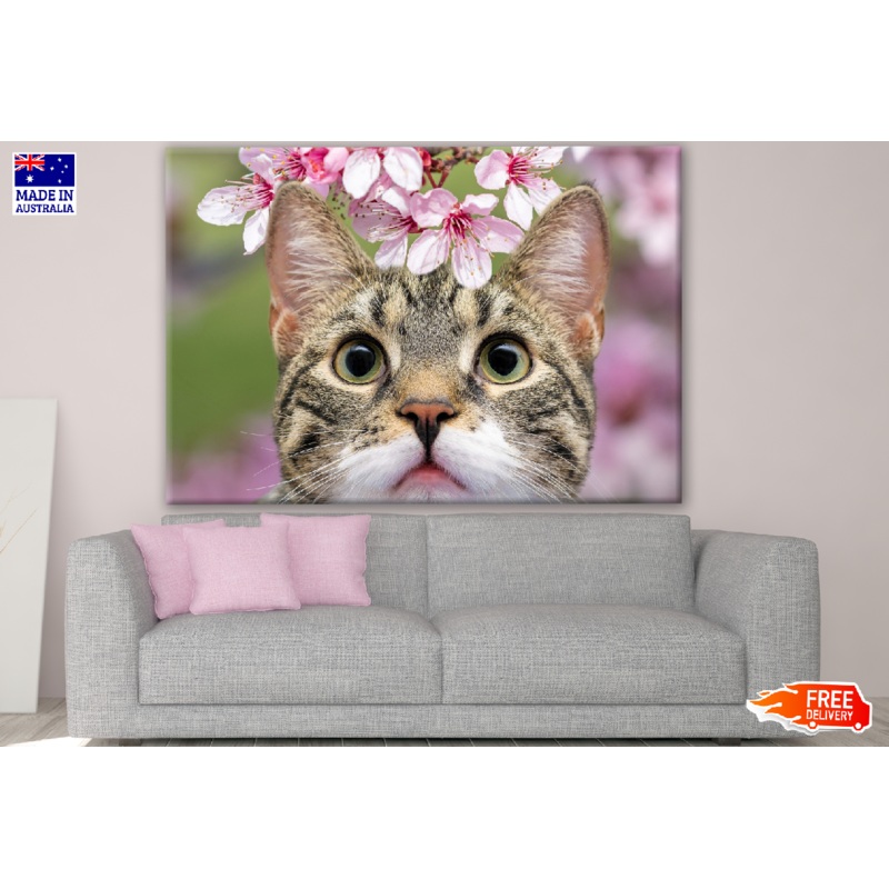 Cat Portrait & Flowers Photograph Print 100% Australian Made