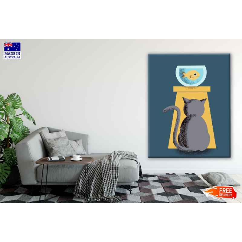 Cat Starring at a Fish Tank Art Print 100% Australian Made