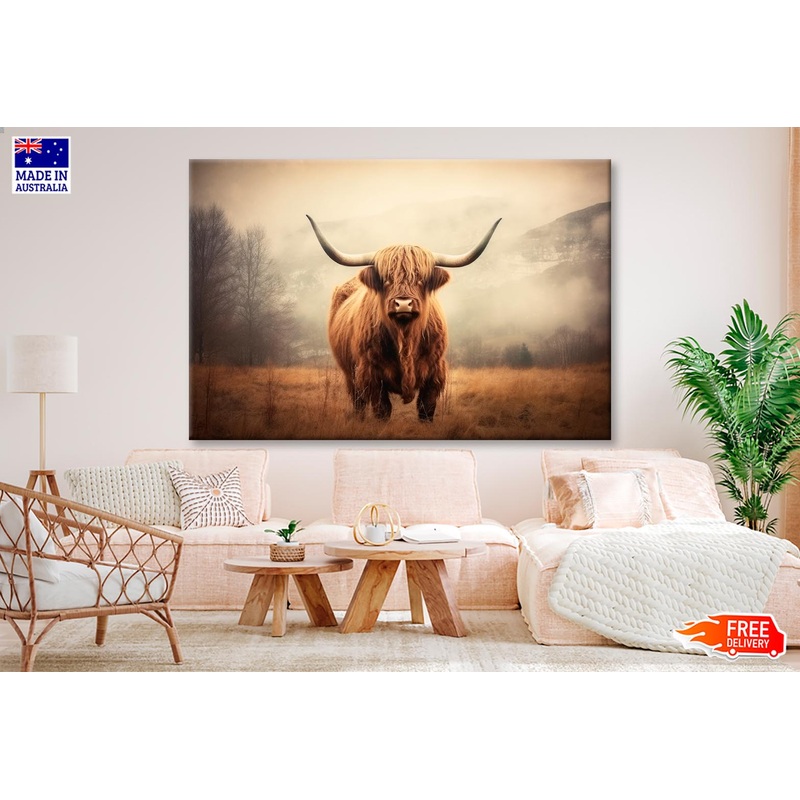 Close Up of Highland Cattle   Wall Art Decor 100% Australian Made