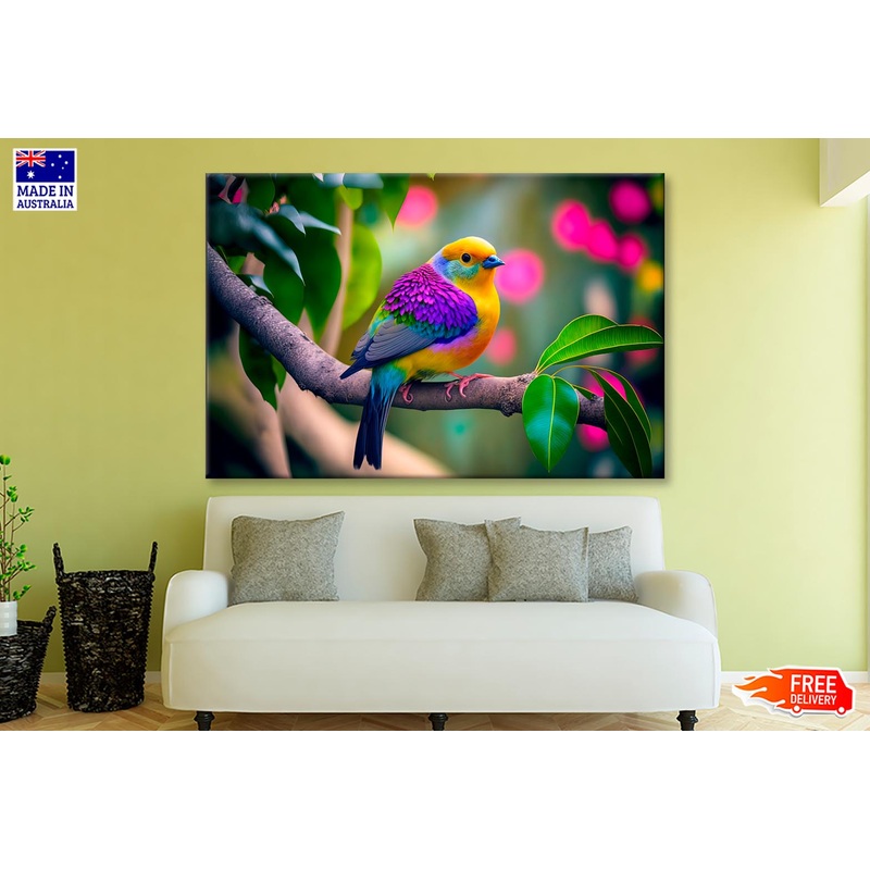 Colorful Bird on Branch  Wall Art Decor 100% Australian Made