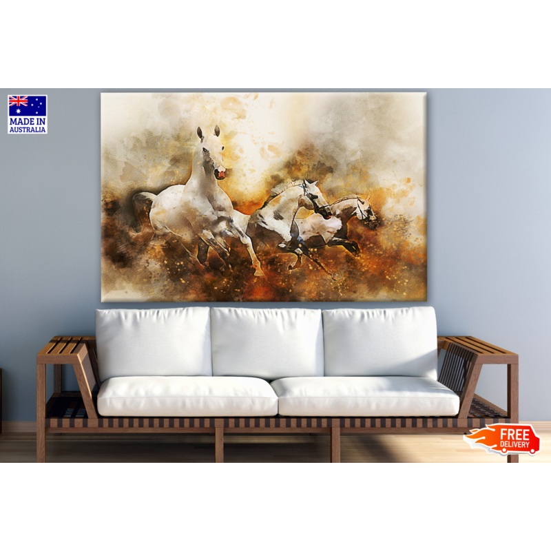Running Horses Watercolour Painting Print 100% Australian Made