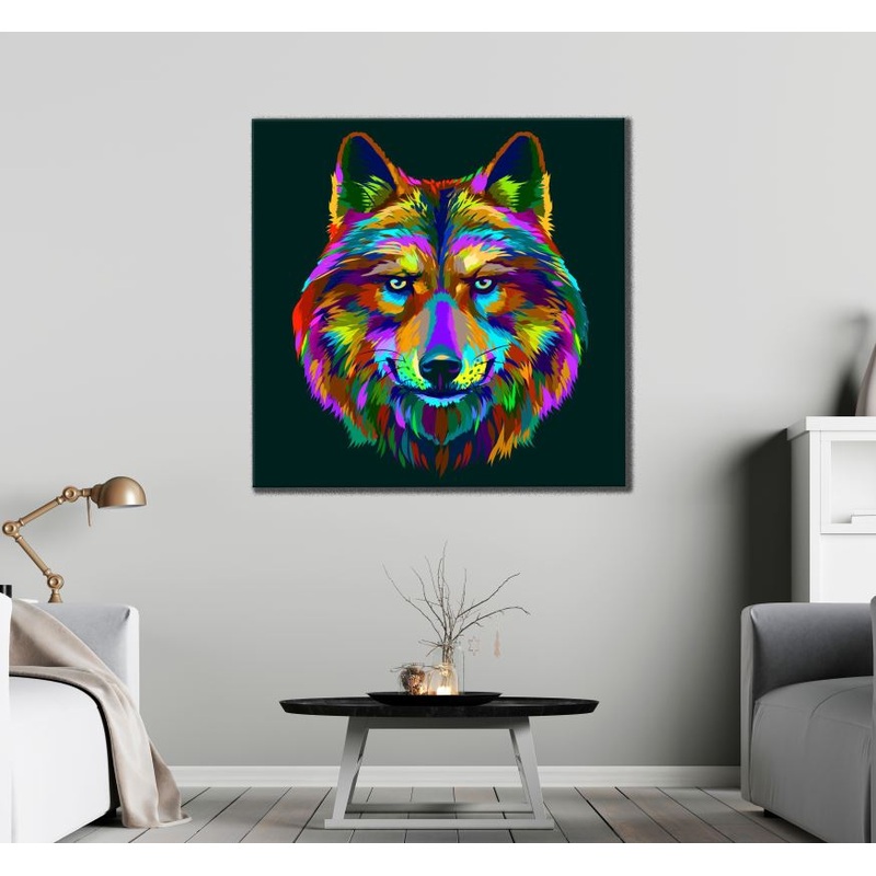 Square Canvas Abstract Colourful Fox Face Design High Quality Print 100% Australian Made
