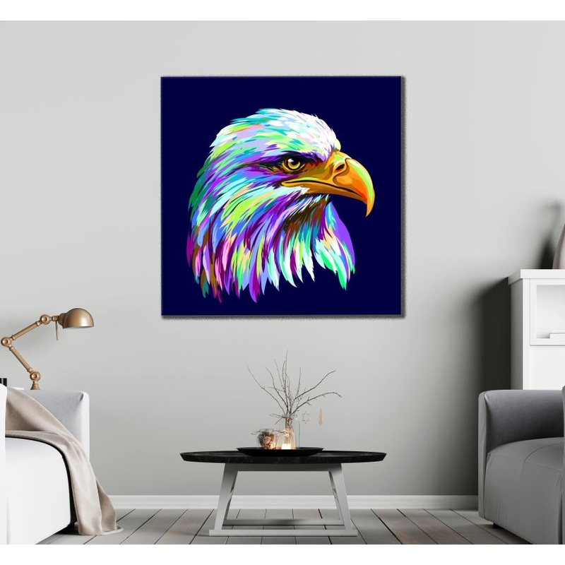 Square Canvas Colourful Eagle Face Abstract Design High Quality Print 100% Australian Made