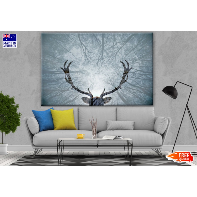 Trees & Deer Head Print 100% Australian Made