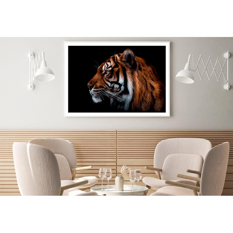 View Of Sumatran Tiger Black Background Home Decor Premium Quality Poster Print Choose Your Sizes