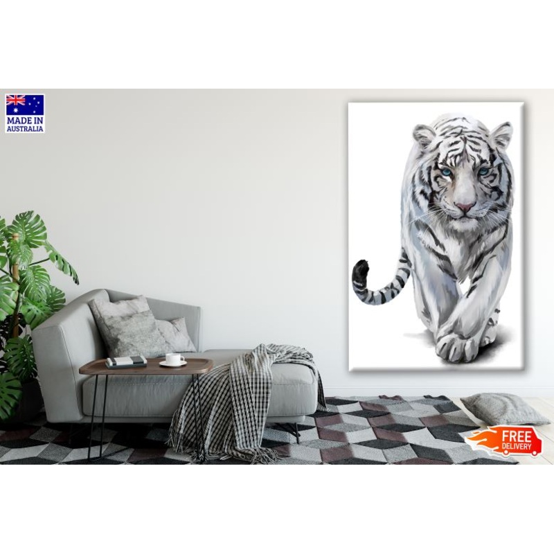 Walking Bengali Tiger Watercolour Painting Print 100% Australian Made