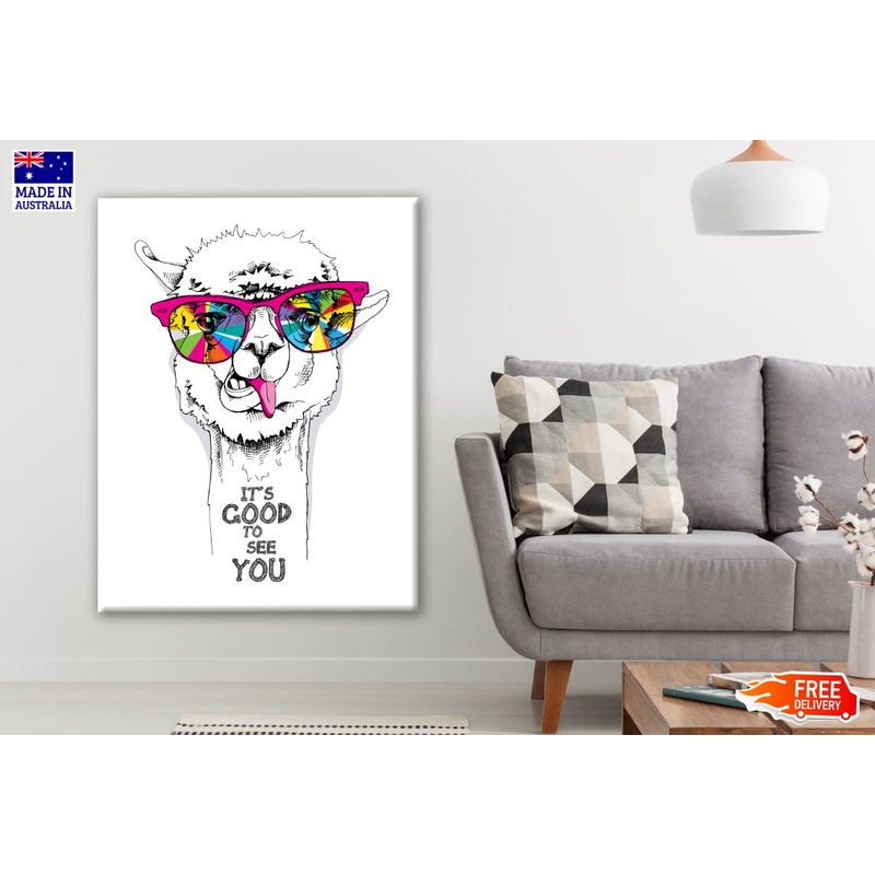 B&W Llama with Colourful Sunglasses Painting Print 100% Australian Made