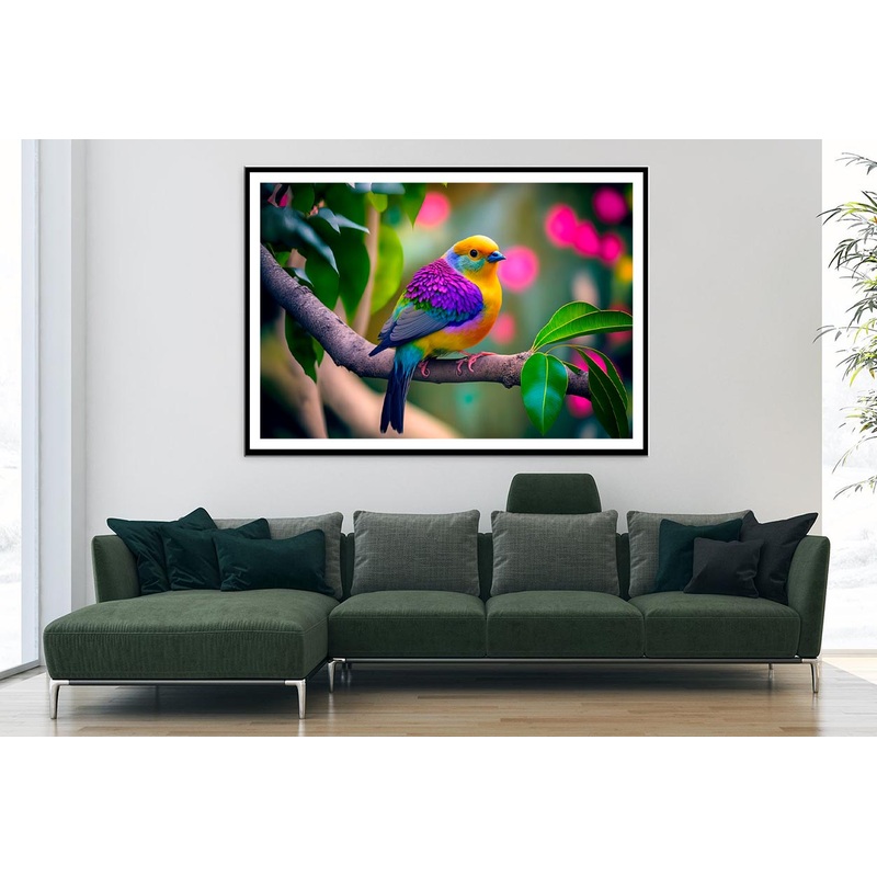 Colorful Bird on Branch Home Decor Premium Quality Poster Print Choose Your Sizes