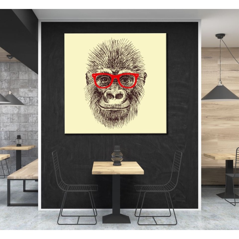 Square Canvas Gorilla Face with Sunglasses Painting High Quality Print 100% Australian Made