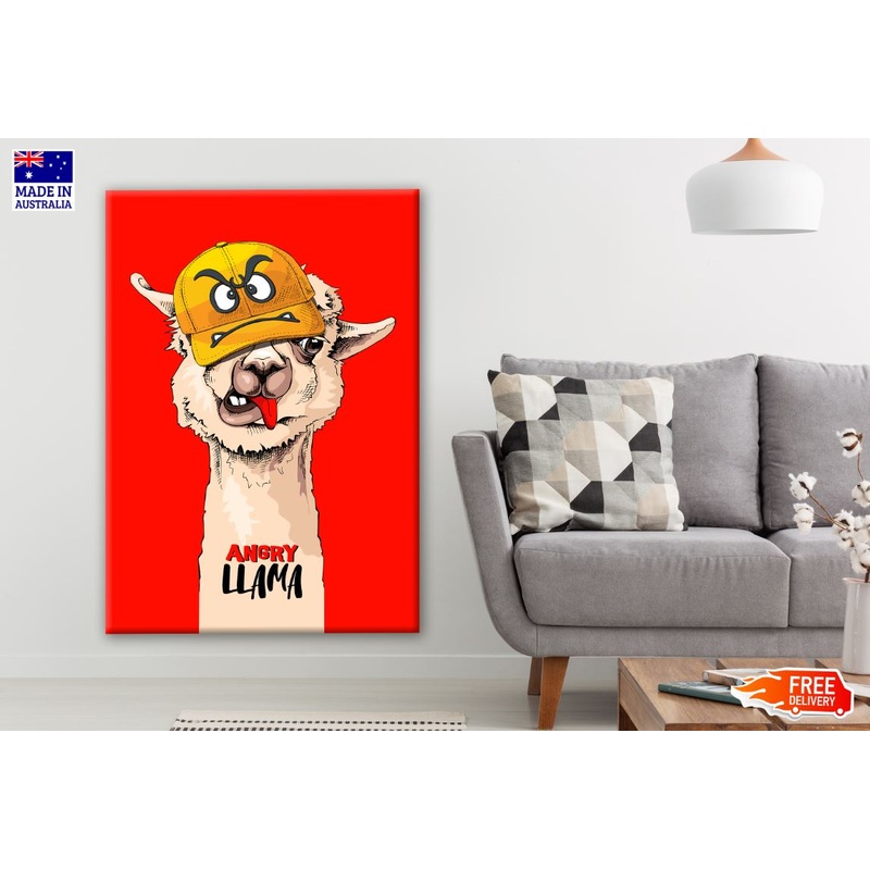 Stylish Llama with a Cap Painting Print 100% Australian Made Print 100% Australian Made