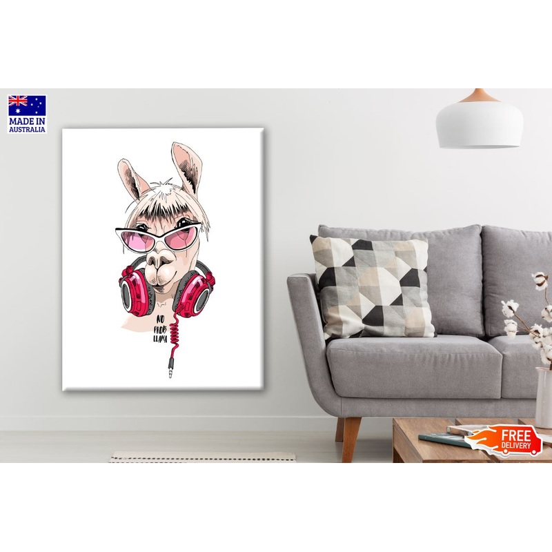 Stylish Llama with Sunglass & Headphone Painting Print 100% Australian Made