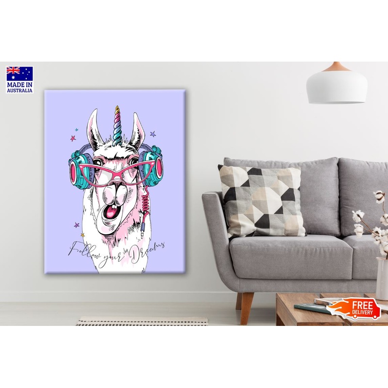 Stylish Llama with Sunglass Painting Print 100% Australian Made