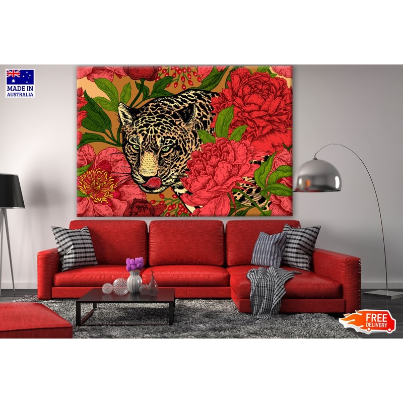 Tiger & Rose Flower Painting Print 100% Australian Made
