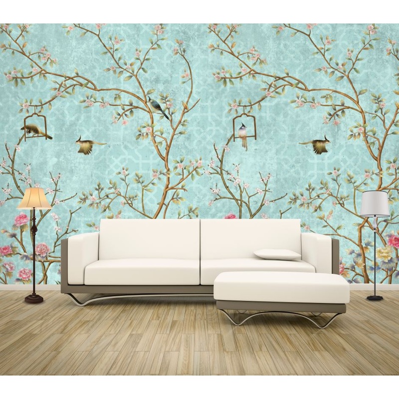 Wallpaper Murals Peel and Stick Removable Bird & Floral Design High Quality