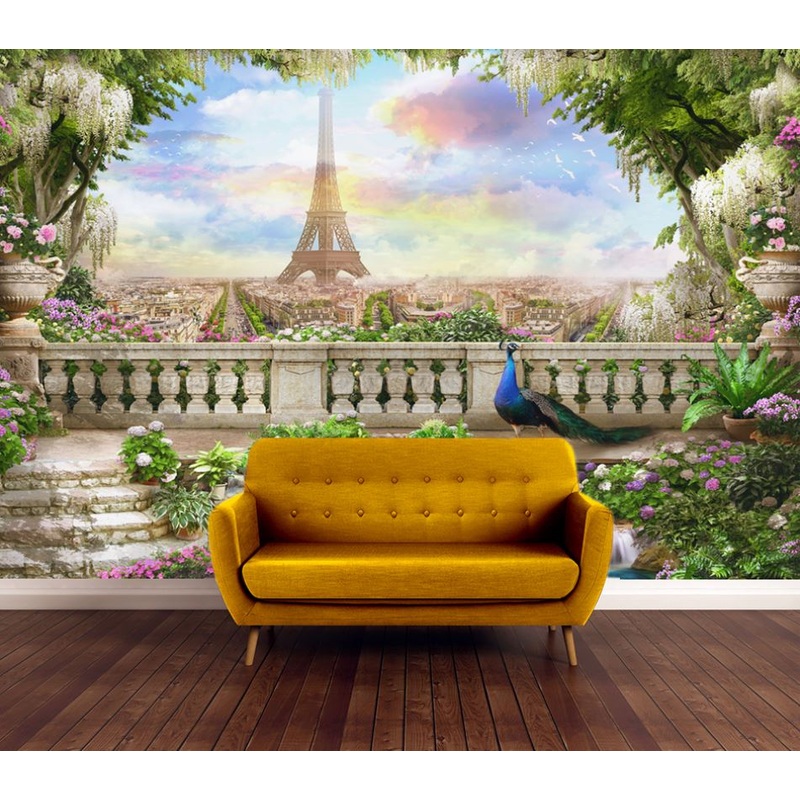 Wallpaper Murals Peel and Stick Removable Eiffel Tower & View from a Building High Quality