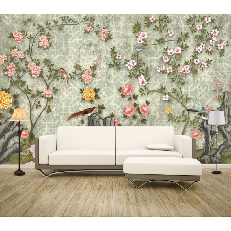 Wallpaper Murals Peel and Stick Removable Floral Bird Design High Quality