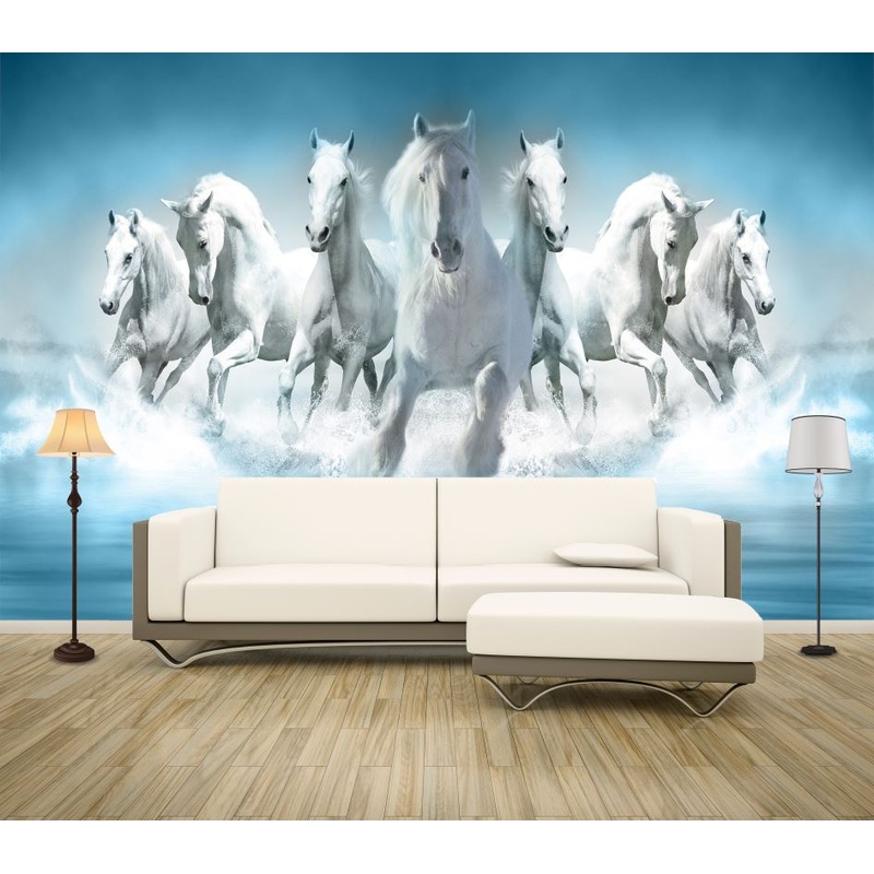 Wallpaper Murals Peel and Stick Removable Horses Running on Water High Quality
