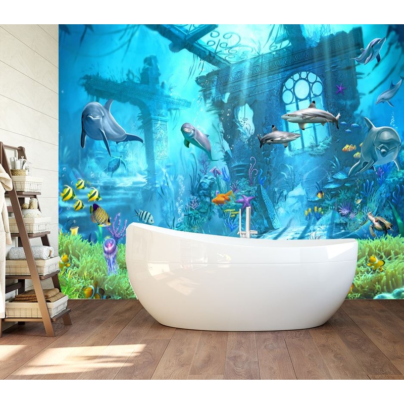 Wallpaper Murals Peel and Stick Removable Underwater Fish Design High Quality