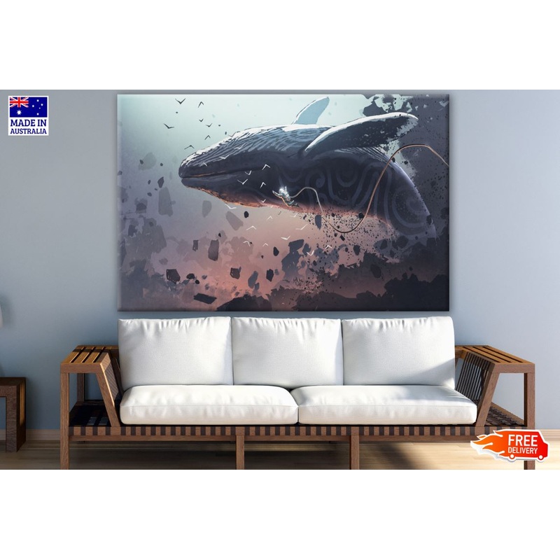Whale & Space traveler Illustration Art Print 100% Australian Made