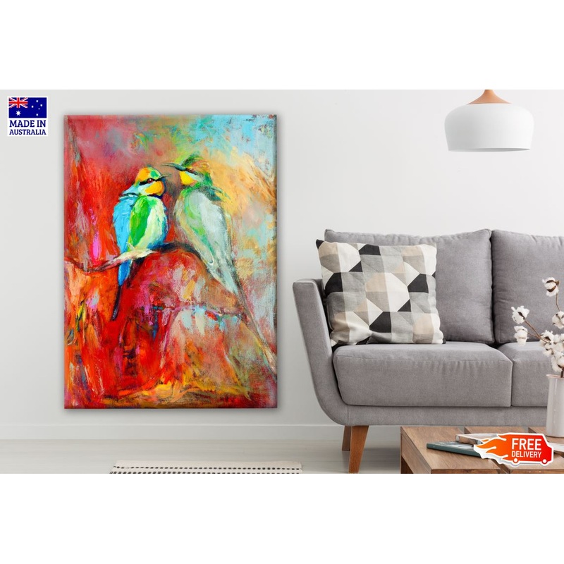Birds on a Tree Branch Watercolor Painting Print 100% Australian Made