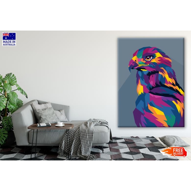 Colorful Abstract Eagle Portrait Design Print 100% Australian Made