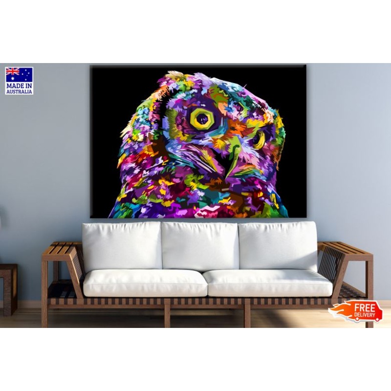 Colorful Abstract Owl Face Design Print 100% Australian Made
