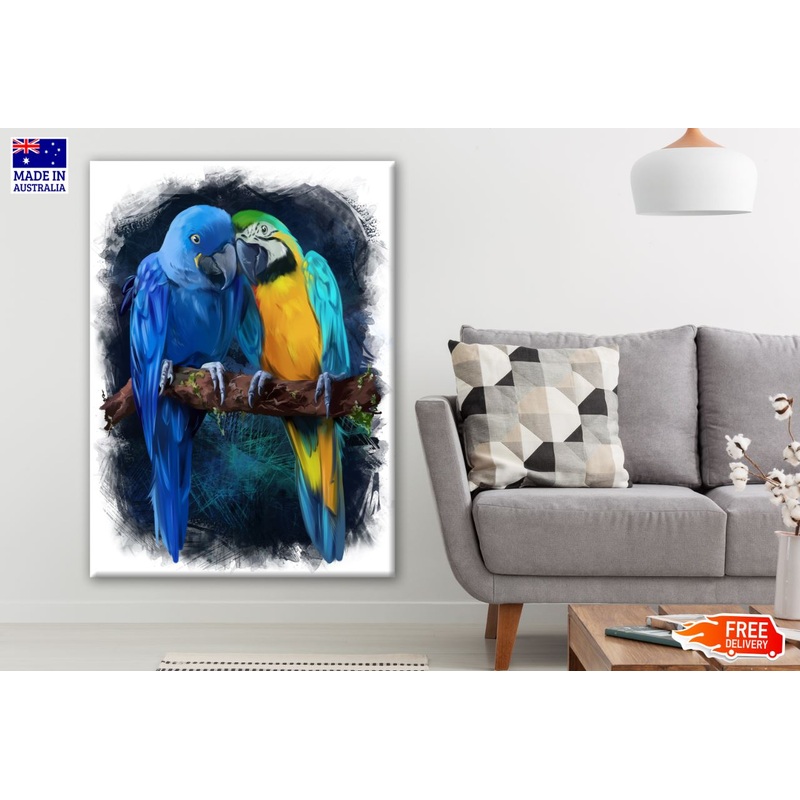 Colorful Bird in Forest Watercolor Painting Print 100% Australian Made