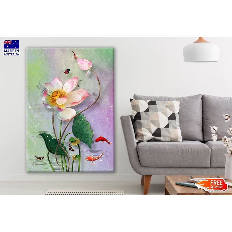 Colorful Flowers & Fish Painting Print 100% Australian Made