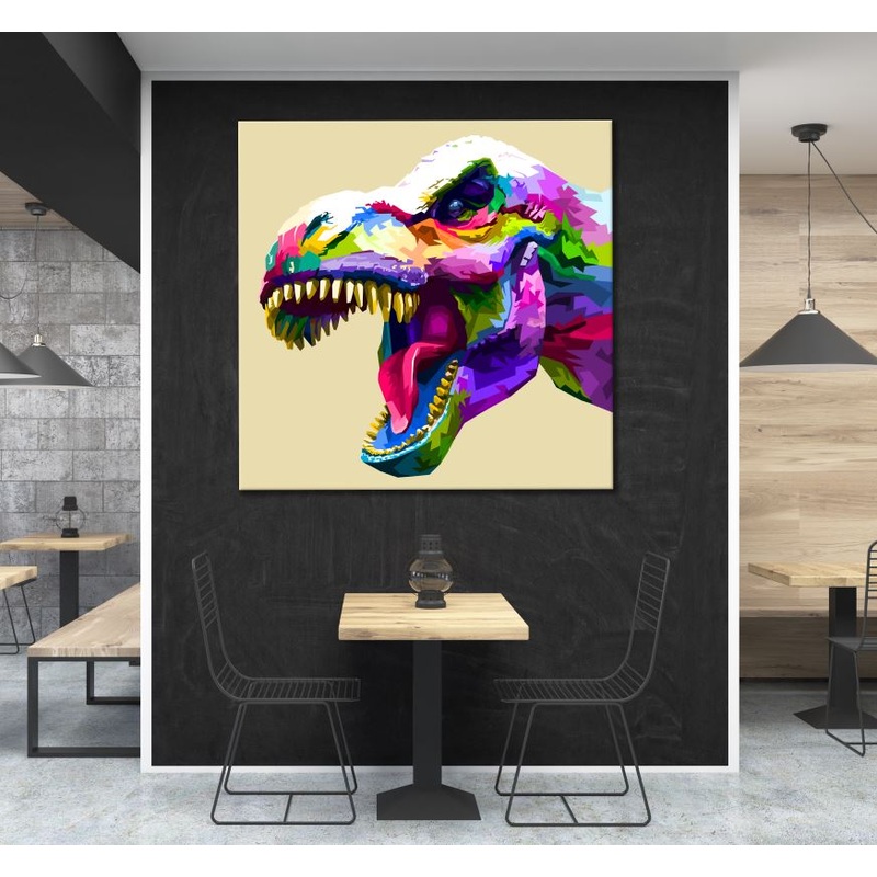 Square Canvas Abstract Dinosaur Design High Quality Print 100% Australian Made