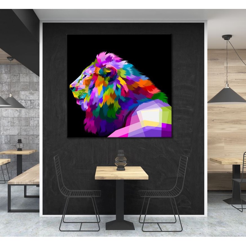 Square Canvas Abstract Lion Design High Quality Print 100% Australian Made