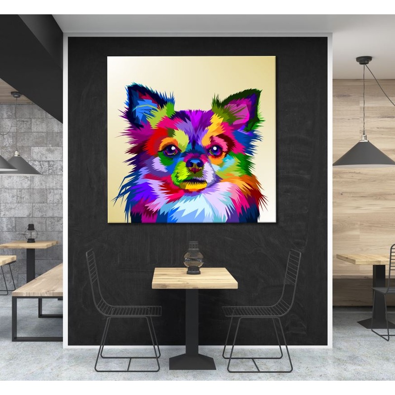 Square Canvas Abstract Pomeranian Dog Design High Quality Print 100% Australian Made