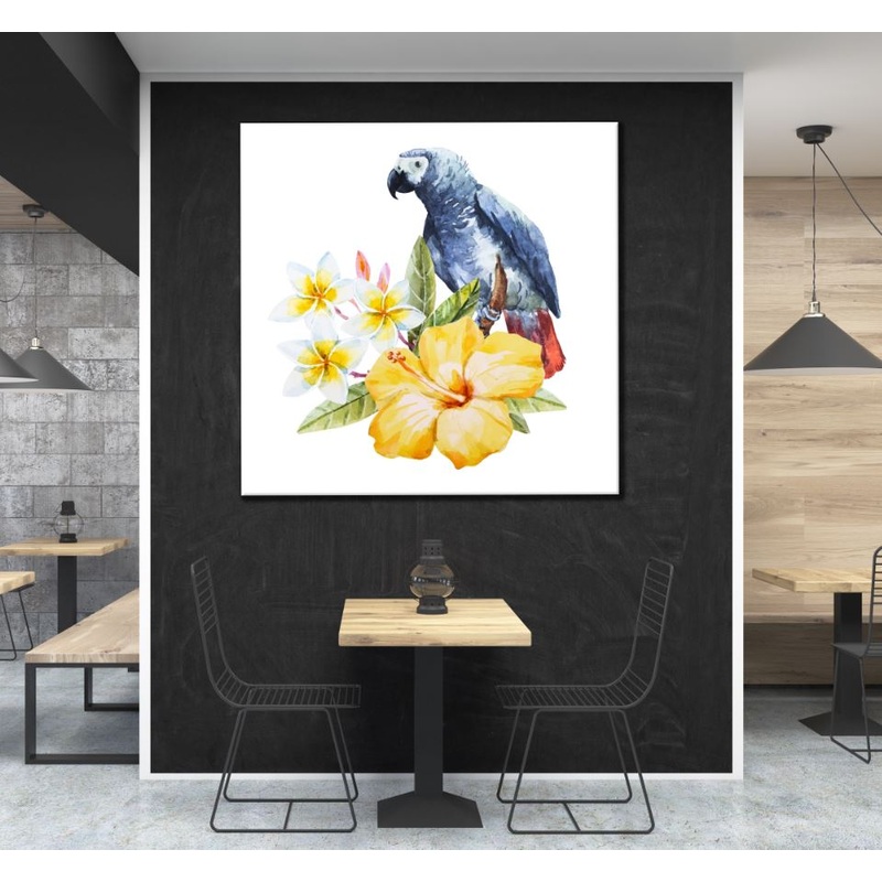 Square Canvas Bird & Flowers Watercolor Painting High Quality Print 100% Australian Made