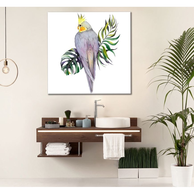 Square Canvas Birds & Leaves Watercolor Painting High Quality Print 100% Australian Made